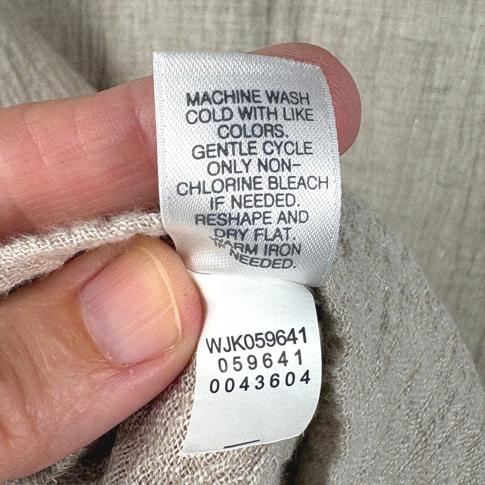 Pure Jill Women 100% Linen Longline Tie Front Vest Sz M Beige Lagenlook Coastal - Picture 7 of 10